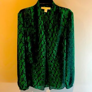 Michael Kors green snake blouse